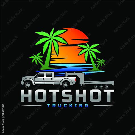 Hotshot trucking delivering beach palm logo design vector illustration Stock Vector | Adobe Stock