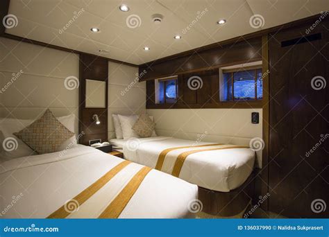 Yacht Interior Bedroom stock photo. Image of luxury - 136037990