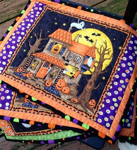 Set of 4 Quilted Halloween Placemats Ready to Ship