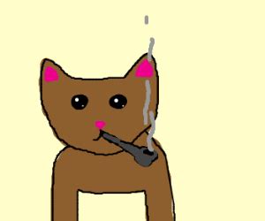 cat smoking a pipe - Drawception