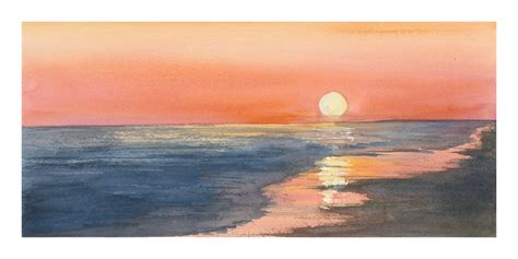 Watercolor Sunset Beach Print - Etsy