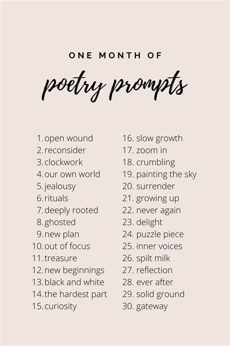 One month of poetry writing prompts | Writing prompts poetry, Poetry ...