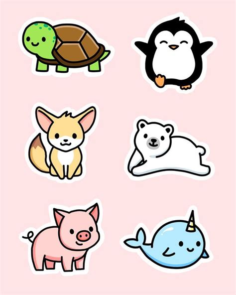 "Cute Animal Sticker Pack 1" Sticker for Sale by littlemandyart | Cute ...