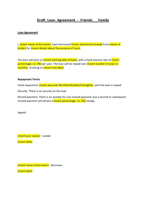 Legal Contract Template For Borrowing Money - Sfiveband.com