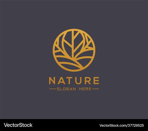 Nature logo design emblem line creative Royalty Free Vector