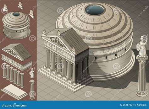 Isometric Pantheon Temple In Roman Architecture Stock Image - Image: 35157231