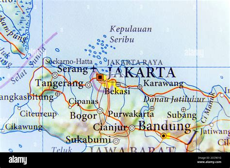 Geographic map of Indonesia capital city Jakarta Stock Photo - Alamy