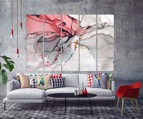 Red Marble Art Marble Canvas Print Beautiful Abstract Art | Etsy