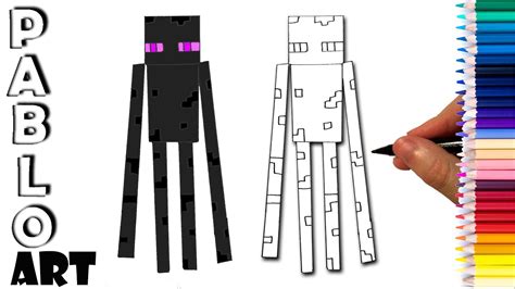 How To Draw An Enderman From Minecraft | step by step - YouTube