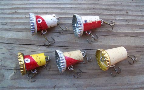 5 Piece Cork Bass Fishing Lure Set With Beer Bottle Cap With - Etsy ...