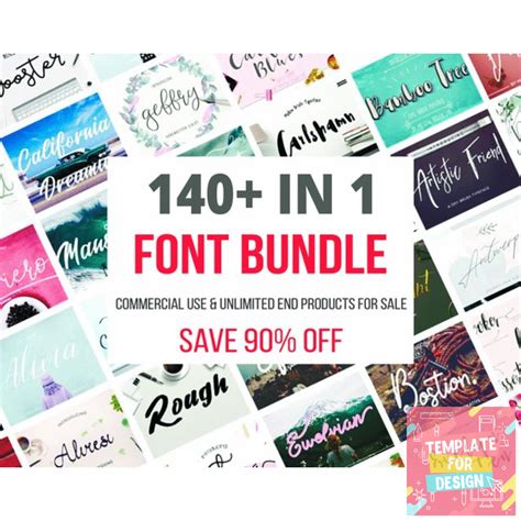 140+ IN 1 FONT BUNDLE, commercial use font, modern handwritten cursive brush elegant swirly ...