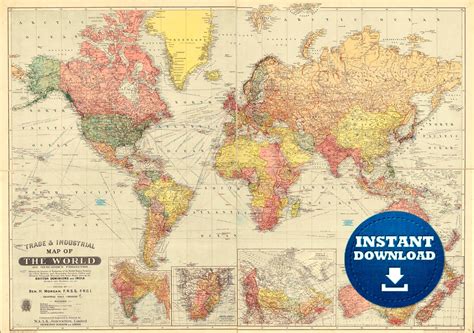 Digital Old World Map Printable Download. Vintage World Map. | Etsy ...