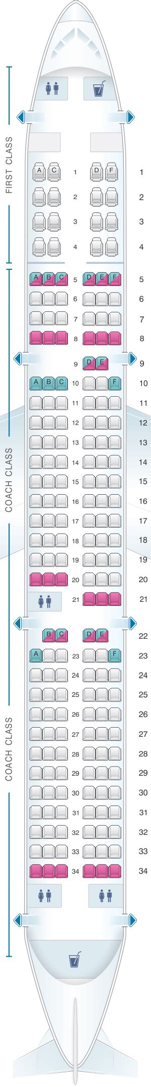 Plan de cabine US Airways Airbus A321 | SeatMaestro.fr