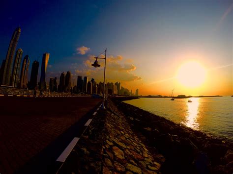 Dubai sunset skyline and sea, beautiful Dubai, Skyline, Sea, Celestial, Sunset, Body, Travel ...