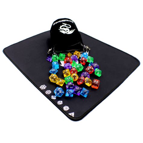 Polyhedral DnD Dice sets with Play Mat