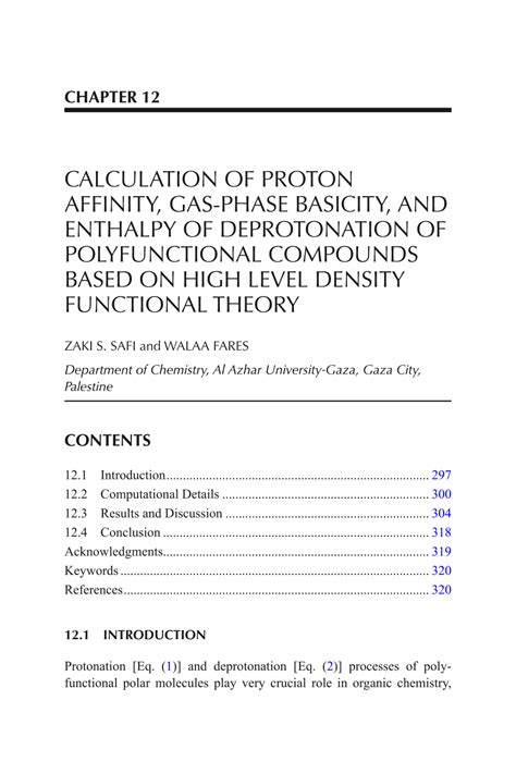 (PDF) Calculation of Proton Affinity, Gas-Phase Basicity, and Enthalpy of Deprotonation of ...