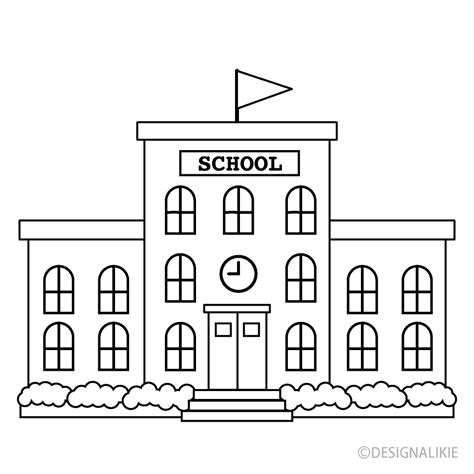 School Building Clipart Black And White