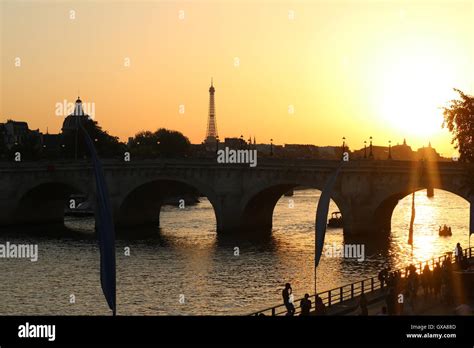 Seine River Sunset with Eiffel Tower, Paris France Stock Photo - Alamy