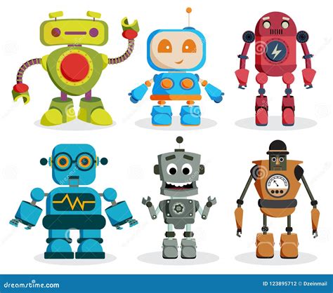 Robot Toys Vector Characters Set. Colorful Kids Robots Elements Illustration 123895712 - Megapixl