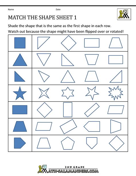 96 MATH WORKSHEETS FOR GRADE 1 SHAPES