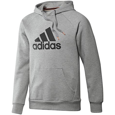 Adidas Mens Essentials Logo Hoodie - Medium Grey Heather - Tennisnuts.com