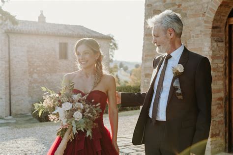 Boho Vineyard Wedding in Italy with a Red Wedding Dress