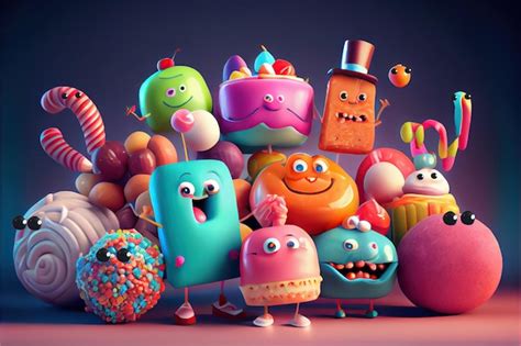 Premium Photo | Adorable candy characters Cute funny