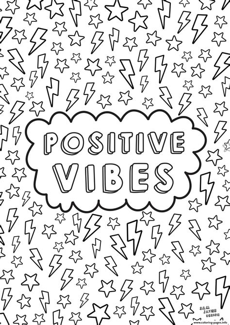 Positive Vibes Aesthetics Coloring page Printable