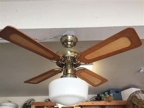 Vintage 36” Bright Brass Hunter Original Ceiling Fan USA American with Light Kit | #1938208960