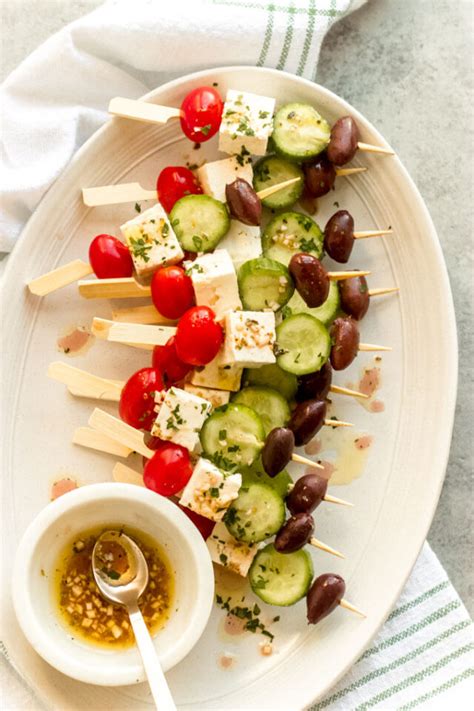 Greek Salad Skewers (Party Favorite!) - Little Broken