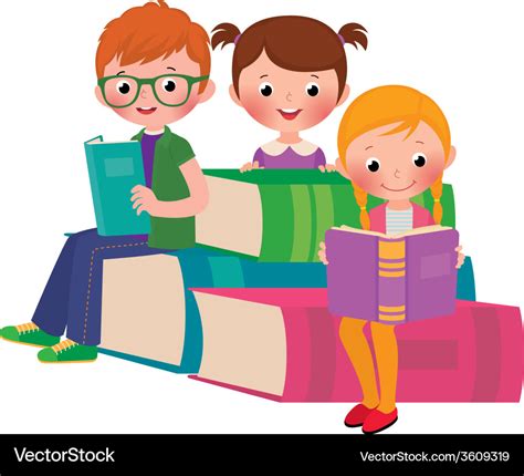 Children reading books Royalty Free Vector Image