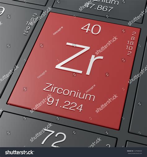 Zirconium Element From Periodic Table Stock Photo 127948433 : Shutterstock