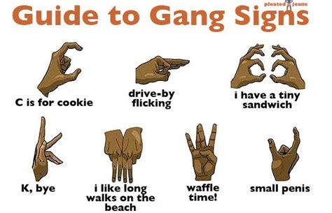 an illustrated guide to gang signs showing how to do the same thing in ...