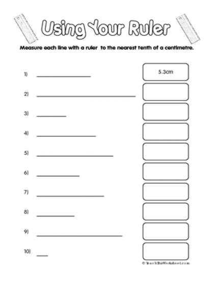 Centimeter Ruler Worksheet