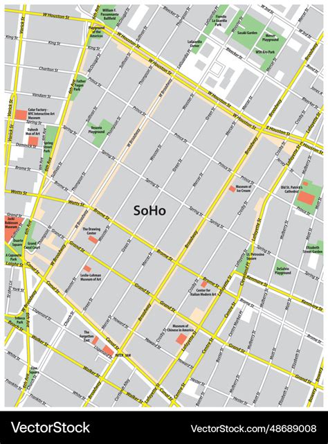 Street map of the new york neighborhood soho Vector Image