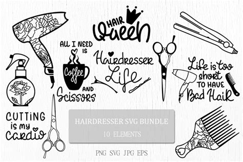 Hairdresser SVG bundle | Hair Stylist clipart | Salon Quotes