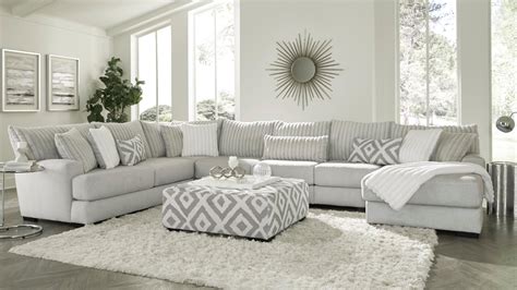 Tweed Large Sectional Sofa with Chaise - Light Gray | Home Furniture