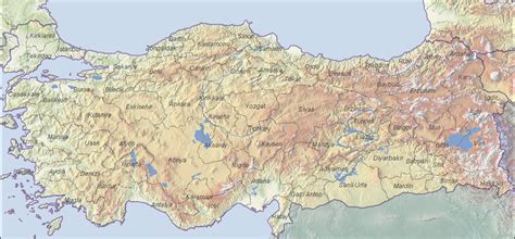 Map 1 Turkey physical map