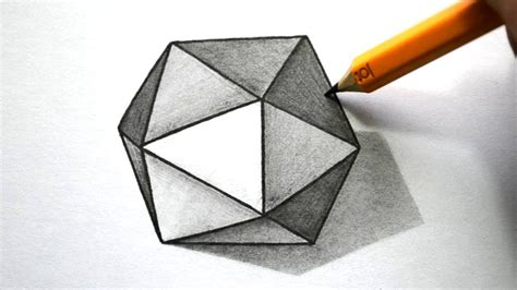 How to Draw a 3D Hexagon - YouTube