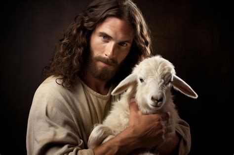 Premium Photo | Jesus holding a lamb