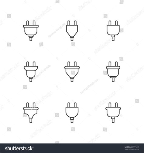 Outline Power Plug Icon Set Vector Stock Vector (Royalty Free) 207771235