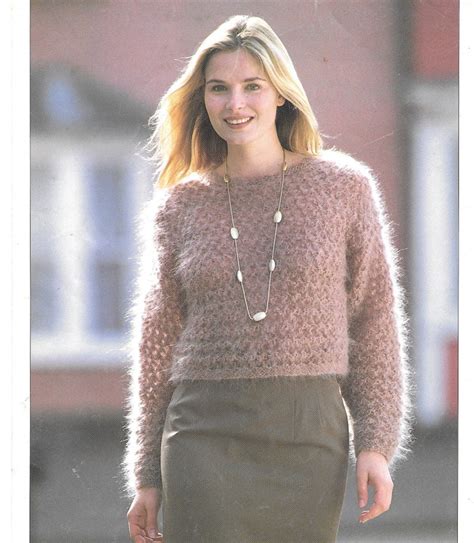 Mohair Sweater Knitting Pattern PDF Pattern Download for Hayfield Cropped Openwork Pullover Four ...