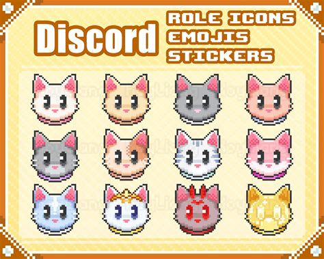 Cat Emoji in Cute Pixel Style for Discord Server 8bit Kitty - Etsy