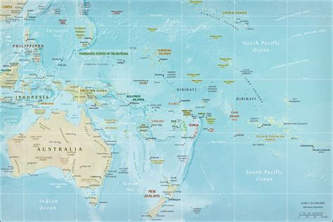 Physical Map of Oceania 2009 - Full size