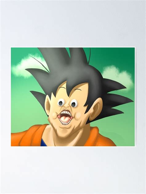 "Goku funny face design" Poster for Sale by med00 | Redbubble