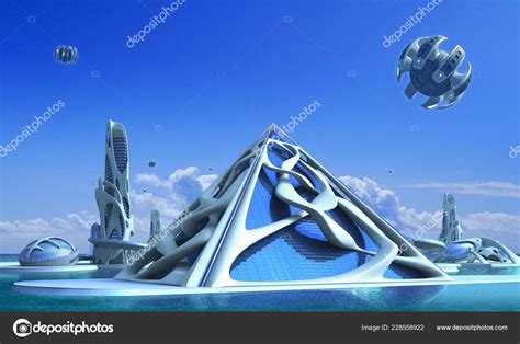 Futuristic City Architecture Glass Pyramid Towers Surrounded Vine ...