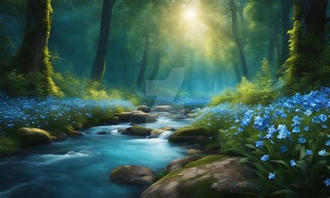 Forest with blue flowers wallpaper nature by RebelsFantasyWorld on DeviantArt