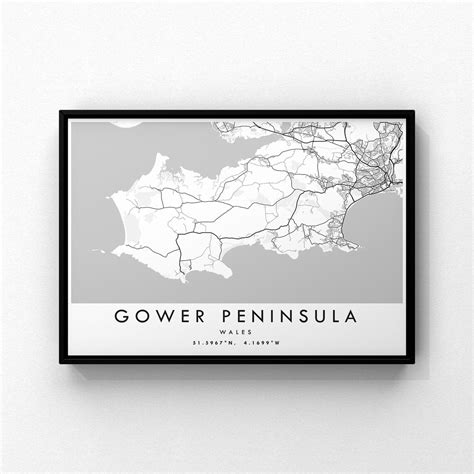 Gower Peninsula Map Print Gower Poster Print Gower City Map | Etsy