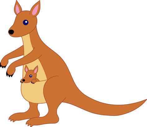 Mother Kangaroo With Baby - Free Clip Art