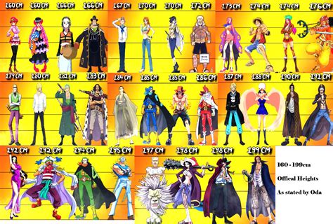 All One Piece characters with average heights 160cm-199cm (official heights by Oda) : r/OnePiece